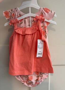Carter's Just One You Baby Girl 2-Piece Floral Bodysuit and Ruffle Top Set, Size